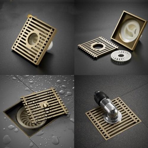 1pcs 10*10cm Kitchen Drain Bathroom Shower Drain Floor Drain Shower Drainage Square Drain Bathroom Accessories In Brushed Nickel