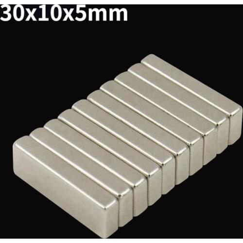 Super neodymium magnet block, rare earth permanent magnet, magnetic stripe, 30x10x5mm, 10 / 20 / 50 / 100 UDS, wholesale