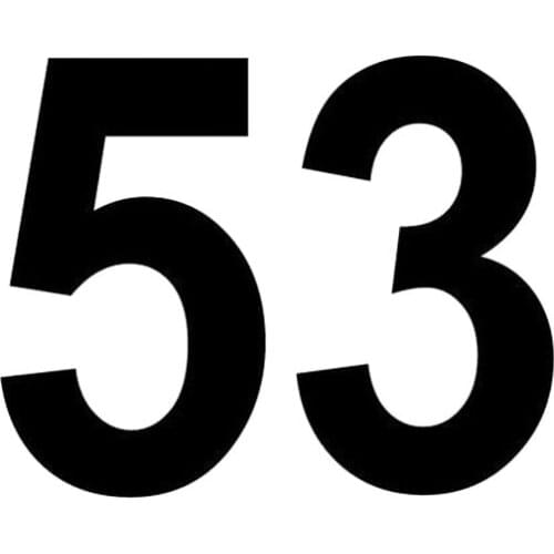 Creative Number 53 Reflective Car Stickers Pvc Personality Fun Auto Window Bumper Waterproof Beautiful Decal Decoration