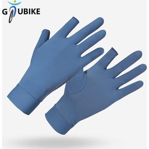 GTUBIKE Ice Silk Sun Protection Cycling Gloves Anti-UV Outdoor Sports Gloves Three-finger Non-slip Palm Fitness Gym Gloves