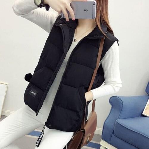 Outerwear autumn and winter, Korean thickened all-match down-aged stand-up collar loose female small fresh thin waistcoat