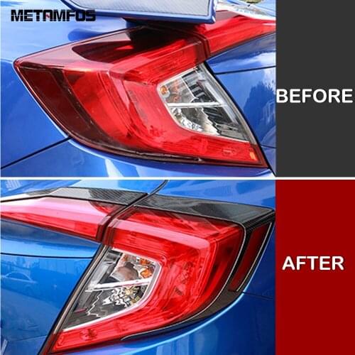 For Honda Civic Sedan 2016 2017 2018 Carbon Fiber Tail Lamp Rear Light Cover Molding Trim Exterior Accessories Car Styling