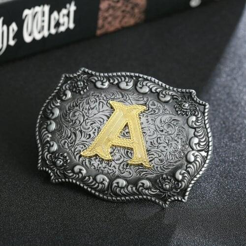 Western cowboy zinc alloy alphabet A to Z belt buckle for men and women gifts for men and women