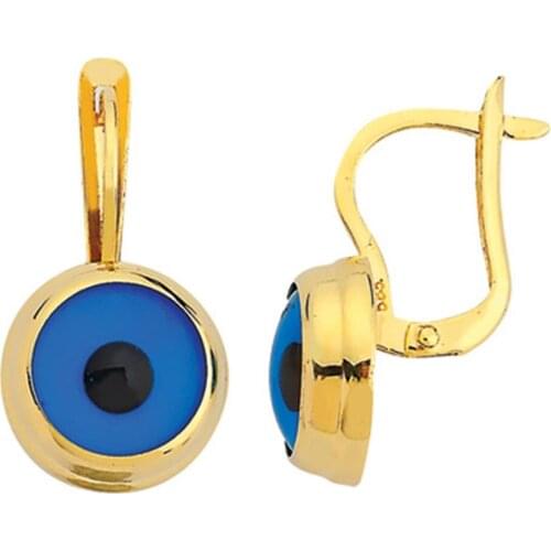 Gold Evil Eye Bead Earrings EGZ017-Certified 14K Gold-A perfect gift for your Loved Ones-Ephesus Gold & Diamond