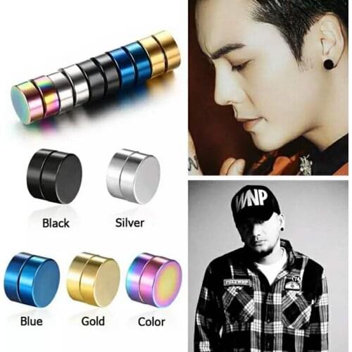 1 PAIR Men Women Earring Circle Magnetic Titanium Steel Clip Stud Magnet Earrings No Piercing Clip Punk Brincos Jewelry