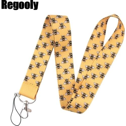 10pcs Football bee chicken and cattle insect Lanyard Key Phone Holder Funny Neck Strap With Keyring Card Animal webbing ribbon