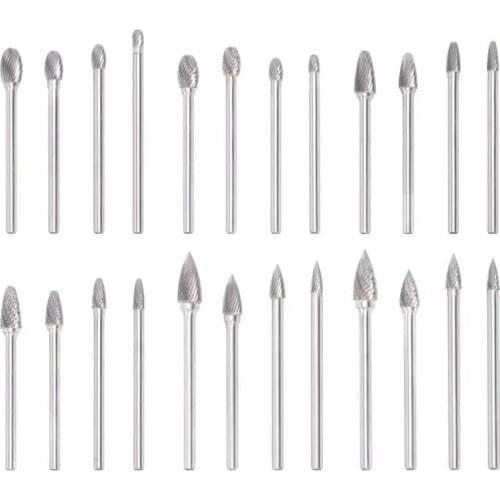 10PCS Carbide Milling Cutter 3*6mm Rotary Tool Diamond Carbide Steel Burr Set Dremel Metal Wood Carving Drill Bit Accessories