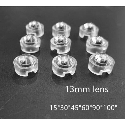 100pcs 13mm 1W 3W LED mini Lens 15 30 45 60 90 100 Degree Needn't Holder Synthetical IR LED Power lenses Reflector Collimator