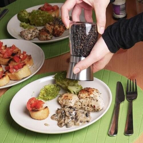 2Pcs Spices Salt Pepper Mill Glass Manual Grinder Jar Home Kitchen Grinding Tool