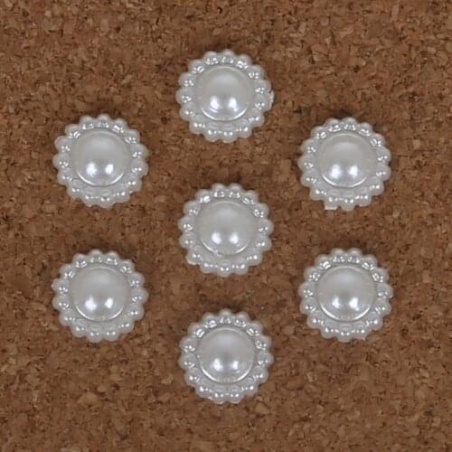 200pcs/Lot Flat Back Cabochon without hole Imatation Plastic ABS Pearl Flower for DIY Jewelry Beads & Craft Phone Decoration