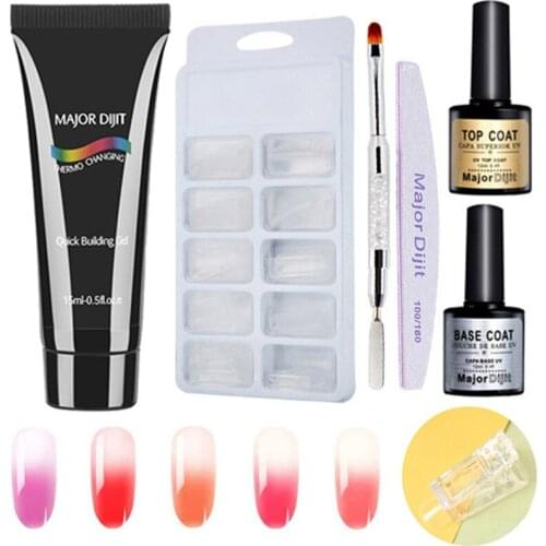 7pc/set Thermo Changing Nail Gel Extension Poly Set Quick UV Builder Acrylic Nails Art Form Tip Manicure
