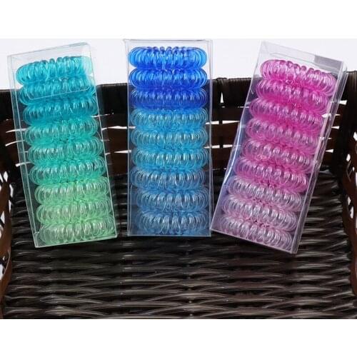 9PCS/Box Candy Color Telephone Wire Elastic Hair Bands Women Girls Scrunchy Ponytail Holder Headbands Korean Fashion Accessories