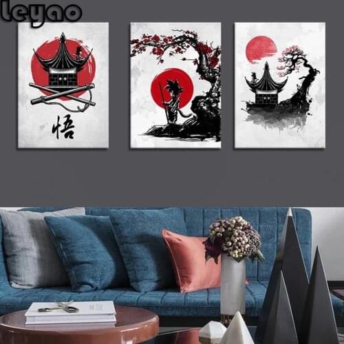 5d Diamond Painting Goku Anime Characters Japan Artwork Black White Wall Art Child Room Decor Diamond Embroidery Cartoon Monkey
