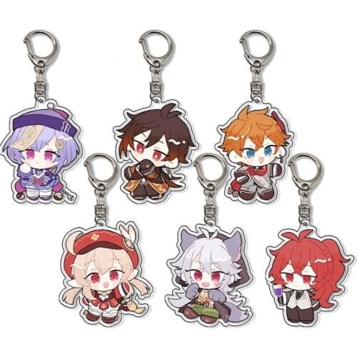 Anime Keychain Genshin Impact Venti Paimon Player Diluc Klee Man Key Chain For Womens Cute Bag Pendant Key Ring Gift