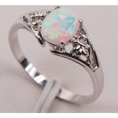 White Fire Opal Australia 925 Sterling Silver Woman Jewelry Ring Size 6 7 8 9 10 11 F579