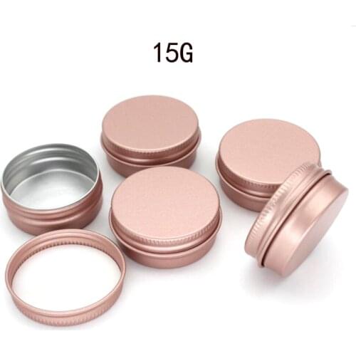 Free shipping 50/100pcs/lot rose gold color 15g aluminum jar 15g aluminum tin 15ml aluminum tin jar container