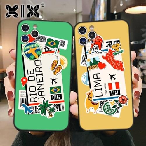 XIX City Air Ticket Case For iPhone X XS MAX XR Travel ticket for 11 12 13 Pro max 7 8 6 6s Plus SE 2020 Couple Soft Cover Shell