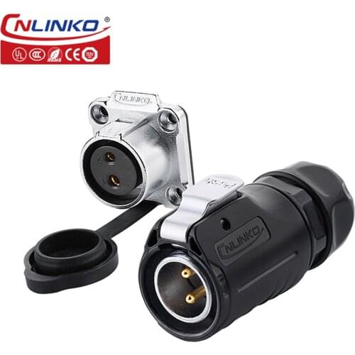 Cnlinko 2 Pin M20 Power Jack Industrial Circular Connector 20A 500V Outdoor IP67 Solar Panel LED Male Plug Adapter Welding Cable