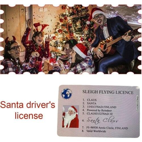 Santa Claus Flight Cards Sleigh Riding Licence Tree Ornament Christmas Decoration Old Man Driver License Entertainment Props