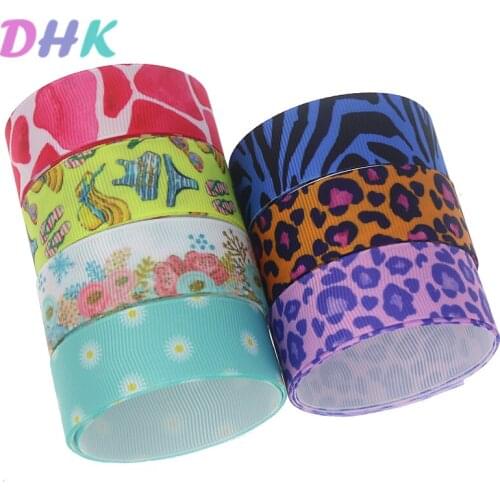 DHK 10yards leopard flower swimm Printed Grosgrain Ribbon Accessory Hairbow Headwear Decoration DIY Wholesale OEM B1863
