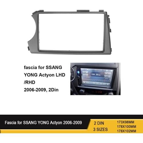 Double 2 Din Fascia For SSANG YONG Actyon LHD Car DVD Stereo Frame For SSANG YONG Actyon RHD Dash Trim Installation mount Kit