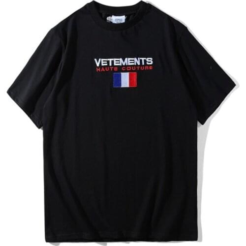 Vetements T Shirt Men Women 1:1 High Quality France Flag Embroidery T Shirt Casual summer Style Top Tees Vetements T Shirt