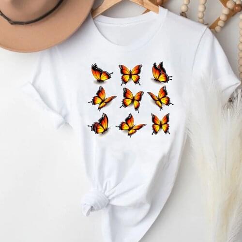 T-shirts Women Butterfly 90s Cute Cartoon Kawaii Clothing Fashion Clothes Graphic Tshirt Top Lady Print Female Tee T-Shirt
