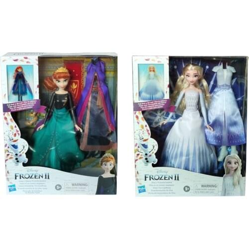 Hasbro Genuine Frozen II Crossover Dolls Princess Elsa Anna Dress Up Dolls Toy Set