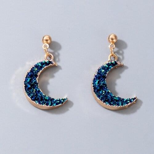 Exquisite Blue Natural Stone Moon Earrings Charming Womens Party Fashion Stud Earrings Exquisite Girl Jewelry Gift