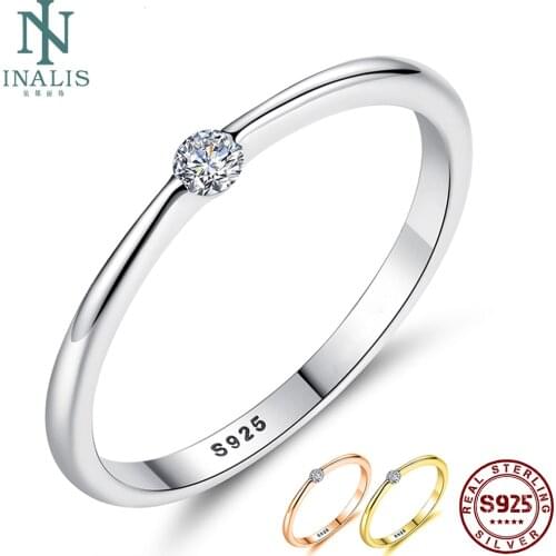 INALIS Real Sterling 925 Silver Rings Shinning Circle Zircon Finger Ring For Women Engagement Party Fine Jewelry New Arrival