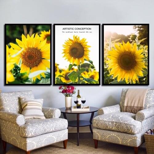 Beautiful Sunflower Pictures Nordic Style Canvas Art Print Painting Minimalist Flower Field Wall Poster Living Room Home Decor