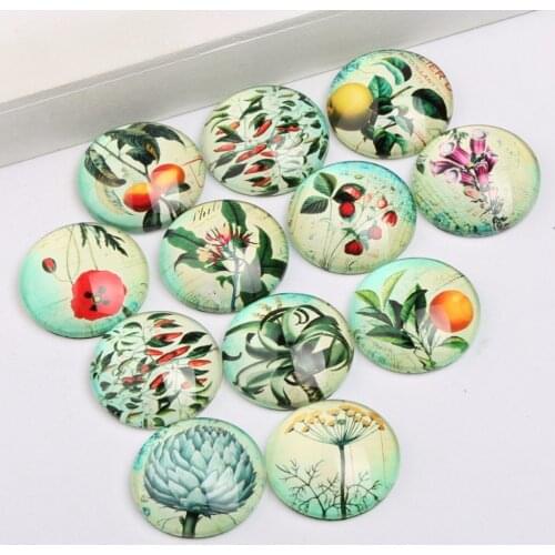 Onwear mix handmade flower plant photo round glass cabochon 10mm 12mm 14mm 18mm 20mm 25mm diy jewelry making components