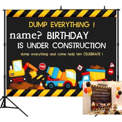 Lyavshi photography backdrops construction party yellow stripe 3ST birthday excavator child celebration photo background