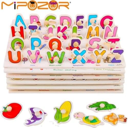 MIPOZOR 6pcs/Set 3d Wooded Puzzles Jigsaw Building Early Educational Puzzle Toys Learning Game for Preschool Kids Baby Toy