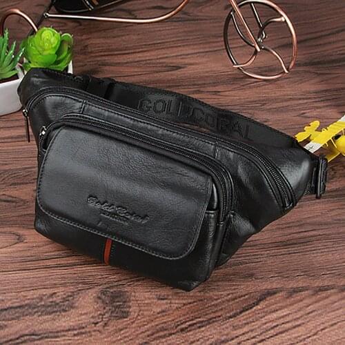 Famous Brand Men Genuine Leather Sling Chest Day Pack Hip Bum Waist Pack Bag Belt Cross Body Designer Shoulder Messenger Bags