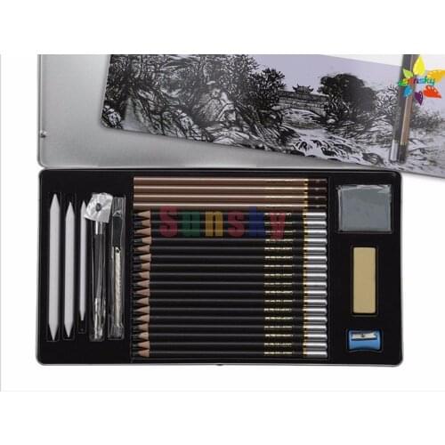 New Sketch Charcoal Pencils drawing black pencil 3H-12B Writing Stationery drawing art draw set School Office Supplies
