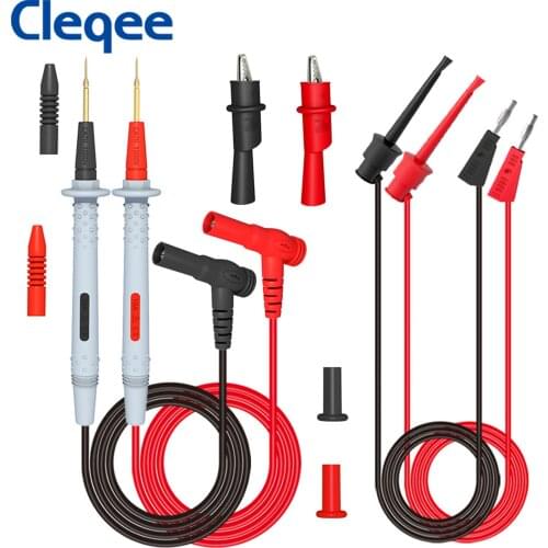 1506 series Cleqee Multimeter Probe Test Leads Kit 4mm Banana Plug to 1mm Sharp Needle / Test hook clips Wire 1000V 20A P1506C