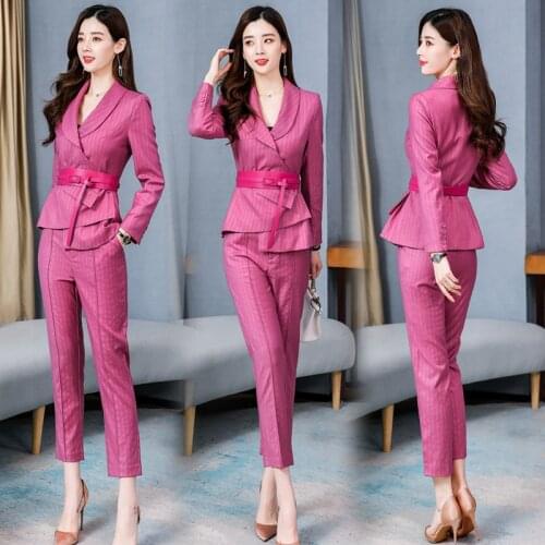 New korean pant suits for woman office suit Womens stripe Blazer & Suits Pant Suits womens Suits two-piece Sets Suits women