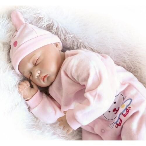 NPK Silicone Reborn Baby Doll 22in /55cm Doll Collection Soft Doll Girl PP Filling Silicon with Clothes Lifeflike Bonecas