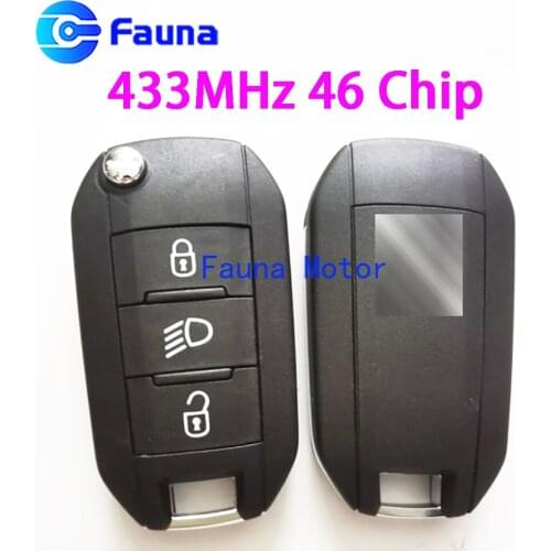 Original 3 Button 433Mhz Remote Control Key For Citroen With 46 Chip With Light Button HU83 Blade