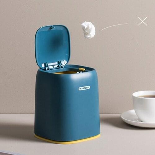 1.4L Mini Waste Bins Press Desktop Garbage Basket Home Table Plastic Trash Bathroom Office Supplies Dustbins Sundries Barrel Box