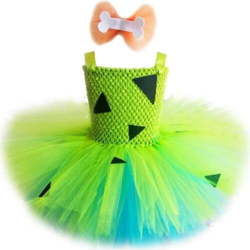 Flinstones Pebbles Tutu Dress for Baby Girls Birthday Halloween Costumes for Kids Girl Pebblestone Princess Dresses Outfit 1-14T