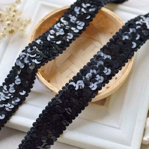 Diy Black Sequin laciness trim embroidered lace trims with black sequin diy accessories lace ribbon-Wind