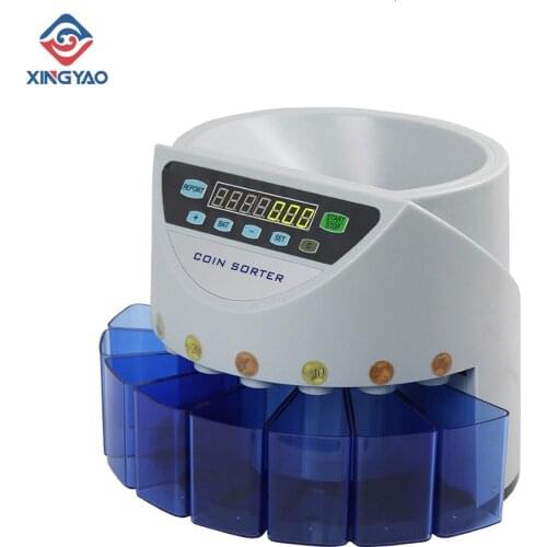 Blue Mixed Coin Value Sorter Euro Coin Counter For European Market Coins Counting machine with 8 money tube