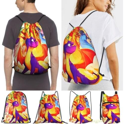 Unisex Drawstring Bags Spyro The Dragon Women Drawstring Backpacks Men Outdoor Travel Backpacks Training Fitness Bag