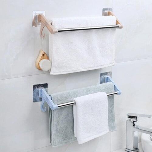 Towel Rack 37cm Towel Rail Rack Holder Wall Mounted Bathroom Shelf Stainless Ssteel Double Shelf Bathroom Towel Rack Bars