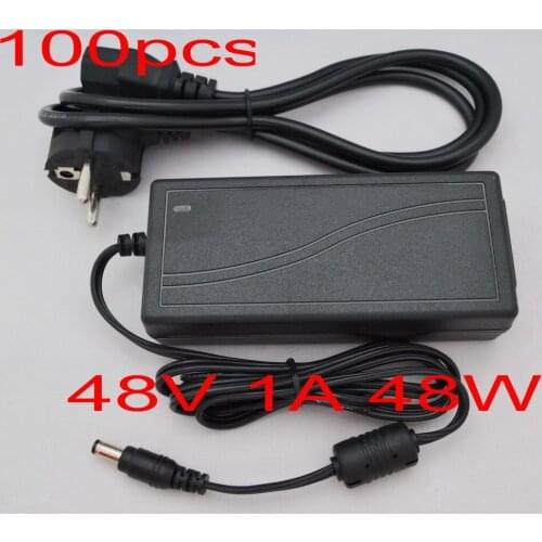 High quality 100PCS DC 48V 1A Switch power supply, 48W LED power adapter (5.5*2.1 or 5.5*2.5 )+AC cable US,EU,UK,AU plug