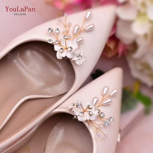 YOULAPAN X38 Pearl Flower Shoe Buckles Clips Shoes Accessories Clip Bridal Wedding Best Materials for Shoe Bow Accessories