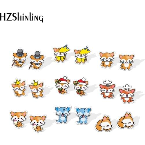 2019 New Funny Dog Earring Epoxy Shiba Inu Acrylic Earring Fashion Stud Earrings Dog Lovers Gifts