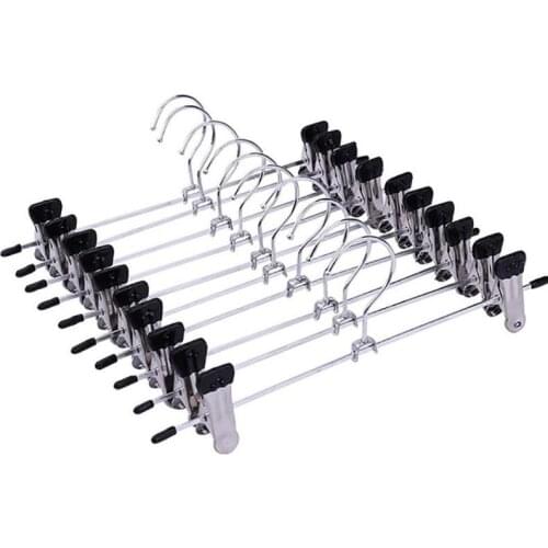 10pcs Stainless Steel Trousers Rack Clip Metal Anti-Slip Clothespin Wardrobe Pants Clamp Clothes Hanger For Balcony Bathroom